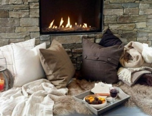 soft pillows and furry blankets make it even cozier}