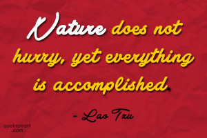Nature Quote: Nature does not hurry, yet everything is...