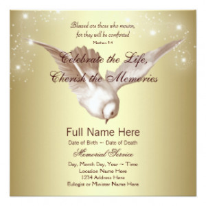 Elegant Gold Dove In Loving Memory Memorial 5.25x5.25 Square Paper ...