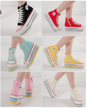 ... color, converse, cute, platform, shoes, stars, stripes, tennis shoes
