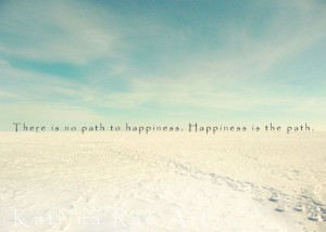 Path to Happiness Quote Blue and White Landscape by KatrinaRaeArt, $15 ...