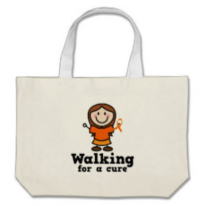 Walking For A Cure Orange Awareness Ribbon Bags