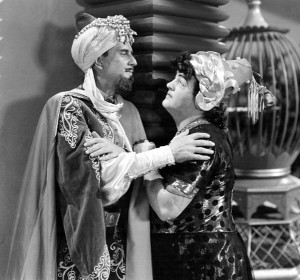 ... Lou Costello flouncing around in drag impersonating a sultan's wife