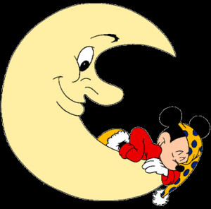 Baby Mickey Sleeping in Moon