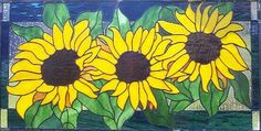 Sunflower Lighted Glass Block mosaic, garden decoration, night light ...
