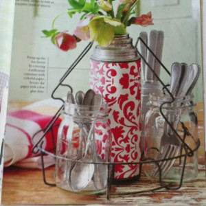 Old canning rack as casual table centrepiece . From BHG Flea Market ...