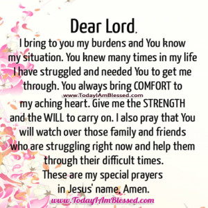 These are my special prayers in Jesus’ name, Amen.