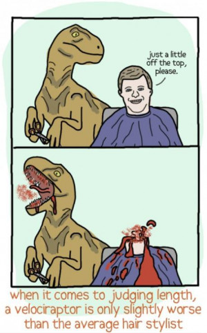 When it comes to judging length, a velociraptor is only slightly worse ...