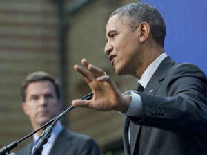 President Obama, accompanied by Dutch Prime Minister Mark Rutte ...