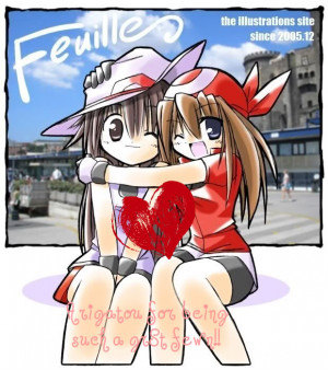 anime best friends hug Image