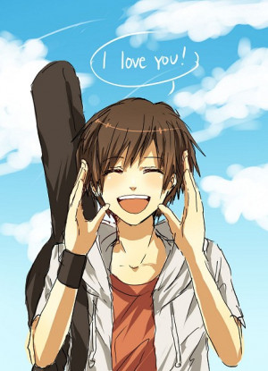anime, boy, brown hair, guitar, i love you, lol, manga, quotes, red ...