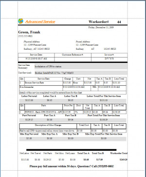Example of service work order template