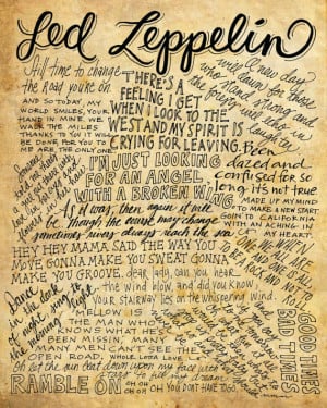 Led Zeppelin Lyrics and Quotes - 8x10 handdrawn and handlettered ...