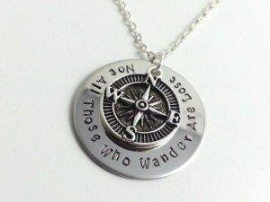 Hand stamped quote jewelry Compass jewelry by UniqJewelryDesigns, $35 ...