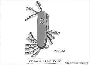 Funny French Army Knife Cartoon Joke Picture