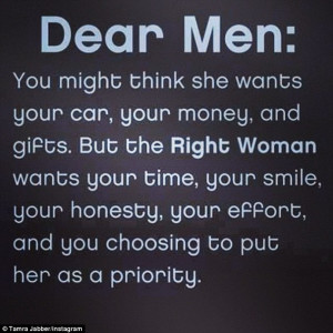 Message: She also shared several quotes beginning with 'Dear Men ...