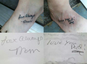 My tattoo dedicated to my parents, their handwriting that i got from ...