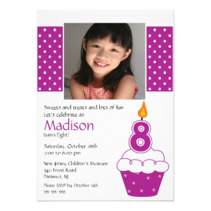 ... with a big number eight birthday candle photo birthday invitation
