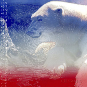 Polar Bear with Stock Market Quotes Photographic Print