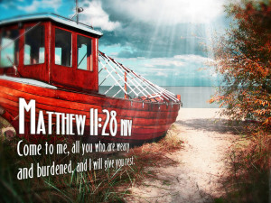 Bible Verse Matthew 11:28 Ocean Christian HD Wallpaper