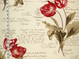 Red French Script Fabric Paris fabric from brick house