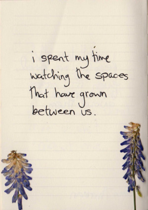 spent my time watching the spaces that have grown between us.
