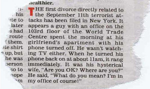 First divorce resulting from 9/11