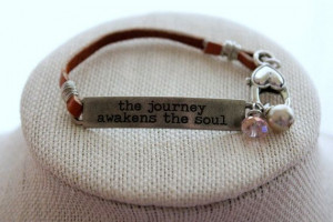 Stamped Leather Bracelet Quote The Journey Awakens by belmonili, $16 ...