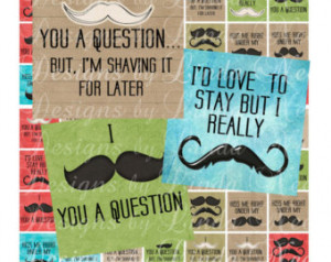 Instant Download - NEW- Mustache Qu otes (1 x 1 inch) Images Sale ...