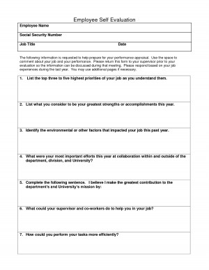 Employee Self Evaluation - Download as DOC by kzy18431