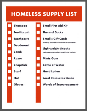 Grab our Free Homeless Supply Checklist for your your care packages ...