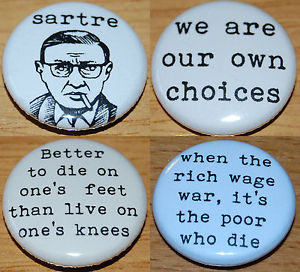 JEAN-PAUL-SARTRE-Button-Badge-25mm-1-inch-FRENCH-PHILOSOPHER-QUOTES