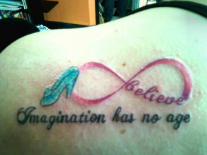 Tattoo #2 Cinderella shoe and a part of a quote from walt disney =)