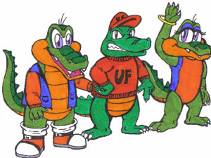 The Florida mascot giving his fellow gators infinity.