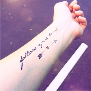 2pcs Follow your heart quote and arrow tattoo InknArt by InknArt, $5 ...