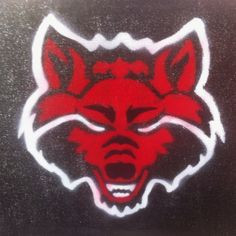 Arkansas State Red Wolf Stencil on Canvas - Spray Painting