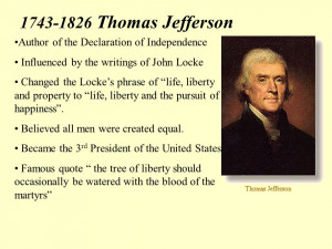1743-1826 Thomas Jefferson Author of the Declaration of Independence ...