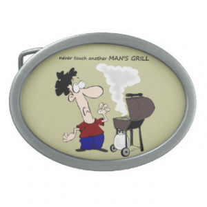 Funny Barbecue Cookout Quote Cartoon Cook Belt Buckle