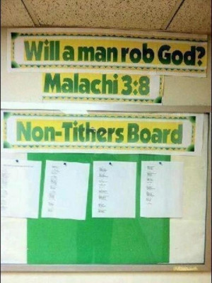 Pastor Posts Non-Tithers on Bulletin Board