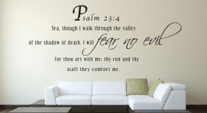 Psalm 23:4 Yea, Though..Bible Verse Wall Decal Quotes