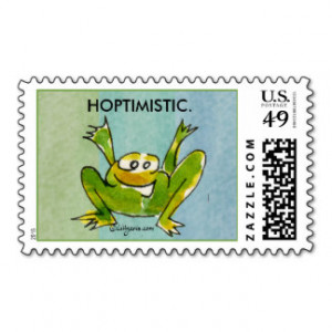 Hoptimistic Cartoon Frog -3 Postage