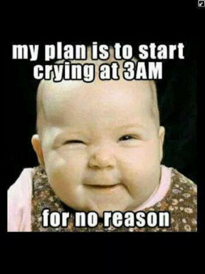 ... Funny Baby Saying....My Plan Is To Start Crying At 3am For No Reason