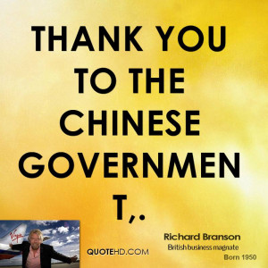 Thank you to the Chinese government.