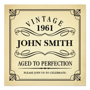 Vintage Aged to Perfection Funny Birthday Personalized Invites