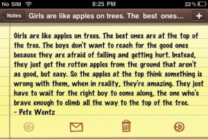 Love Quote : Girls are like apples on trees.