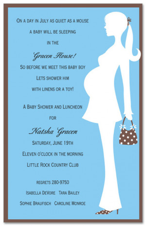 Blue Silhouette Pregnant Mom Baby Shower Invitations