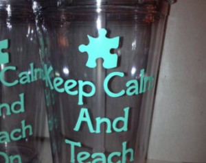 Personalized Autism Teacher Tumbler with Lid and Straw ...