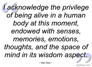 acknowledge the privilege of being alive alex grey