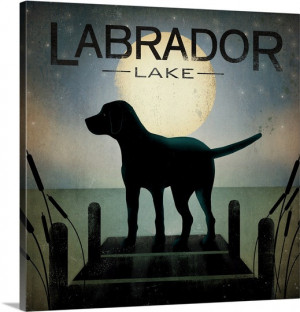 Moonrise Black Dog - Labrador Lake Photo Canvas Print | Great Big ...