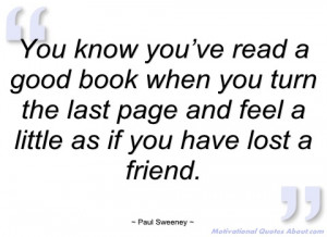 you know you’ve read a good book when you paul sweeney